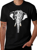 Elephant Graphic Print Black Cotton Tee