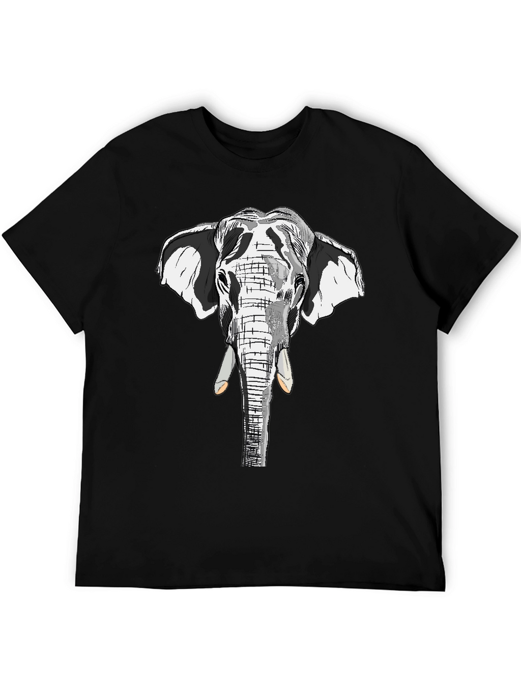 Elephant Graphic Print Black Cotton Tee