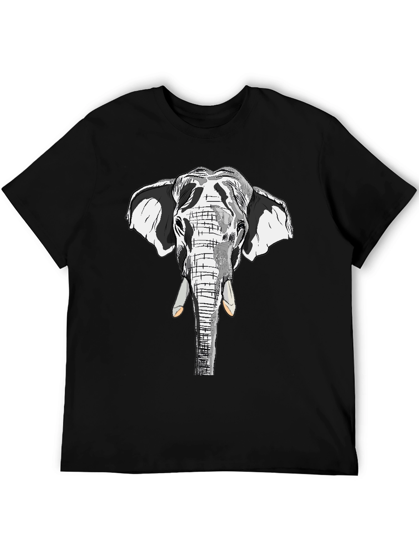Elephant Graphic Print Black Cotton Tee