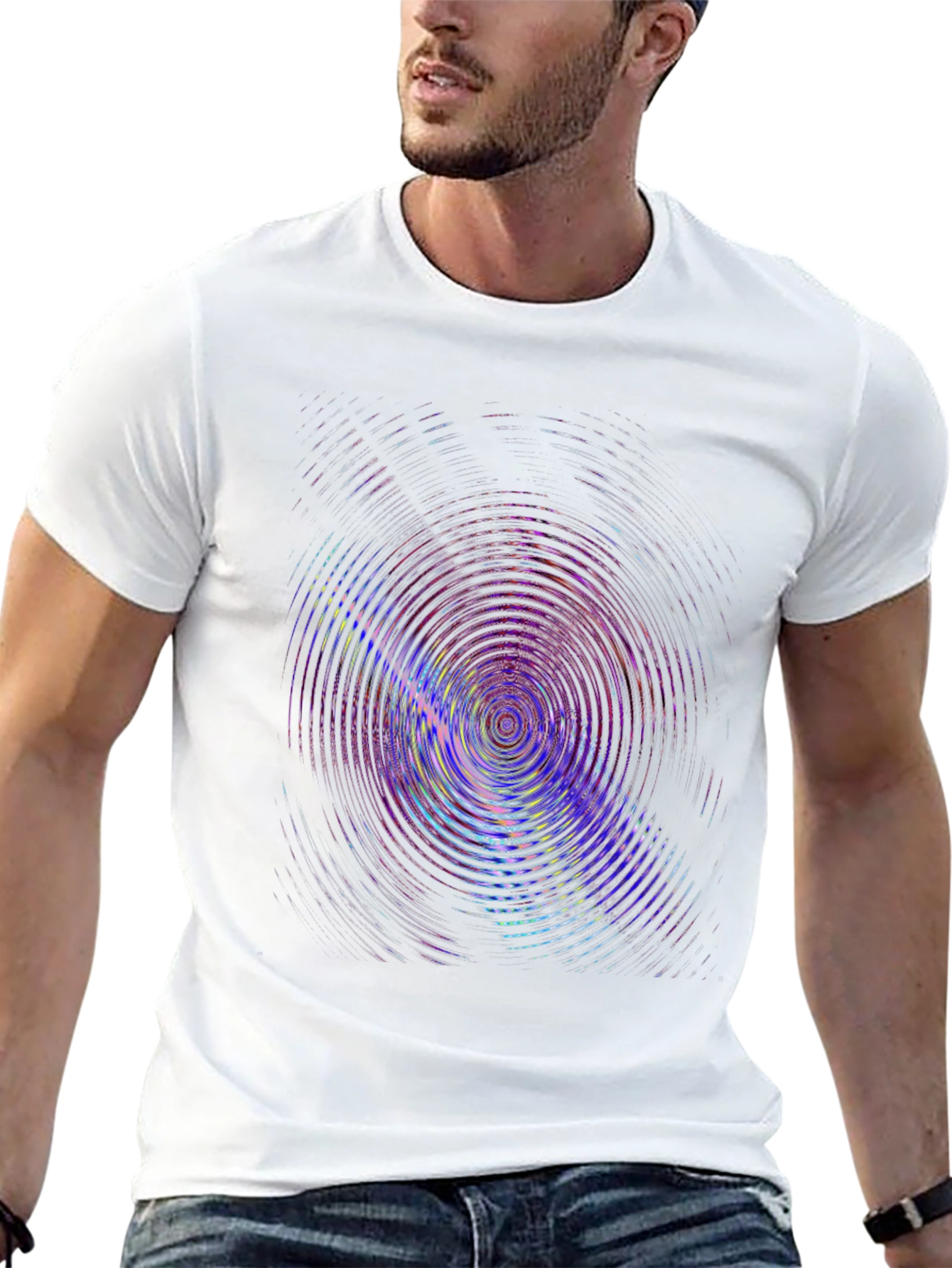 Vibrant Ripple Effect Black T-Shirt