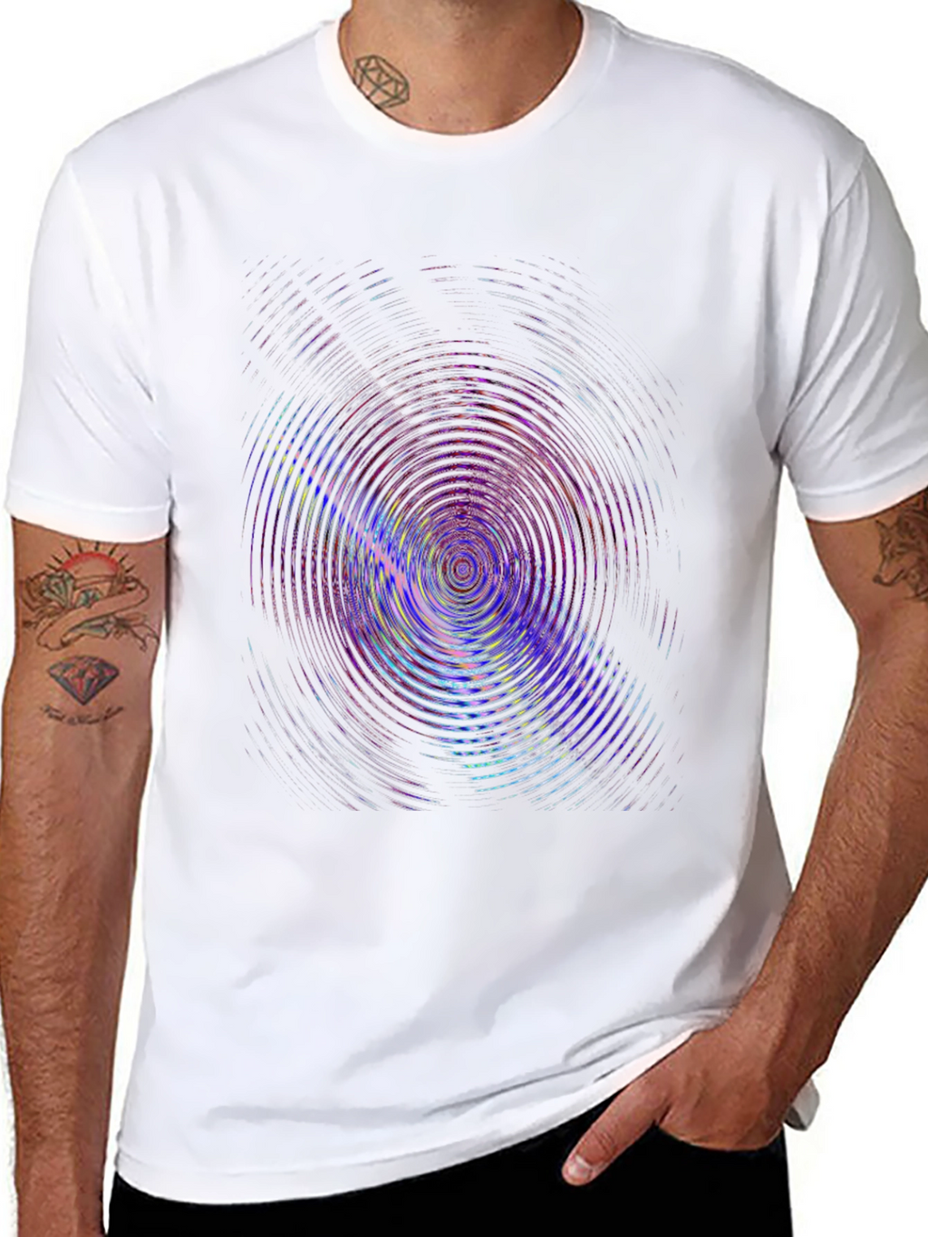 Vibrant Ripple Effect Black T-Shirt