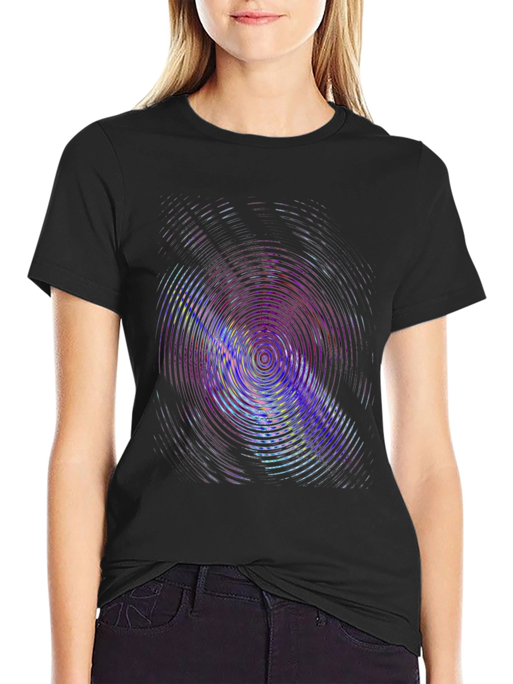 Vibrant Ripple Effect Black T-Shirt