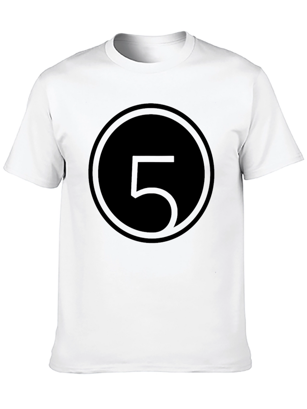 Minimalist Number 5 Graphic Black T-Shirt