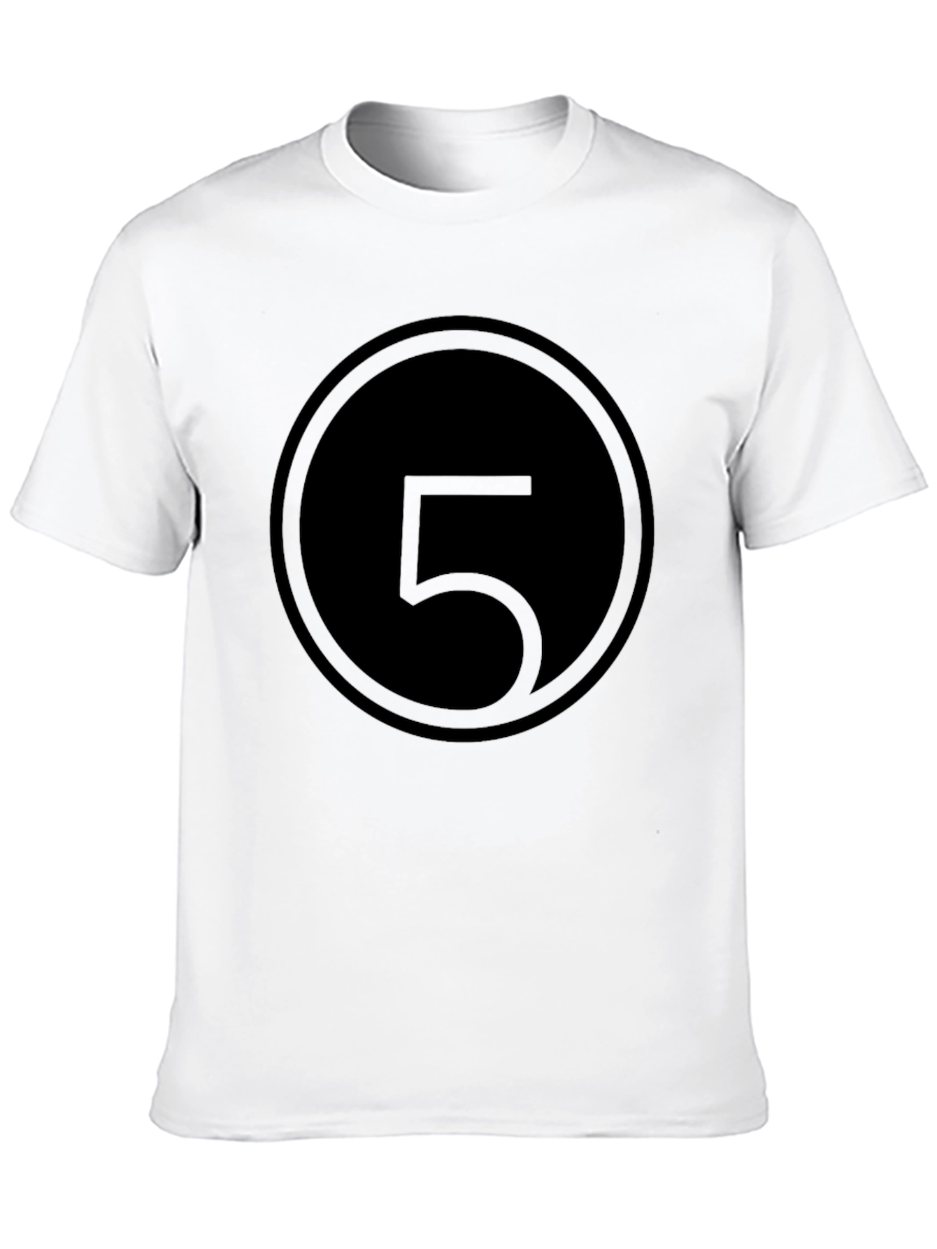 Minimalist Number 5 Graphic Black T-Shirt