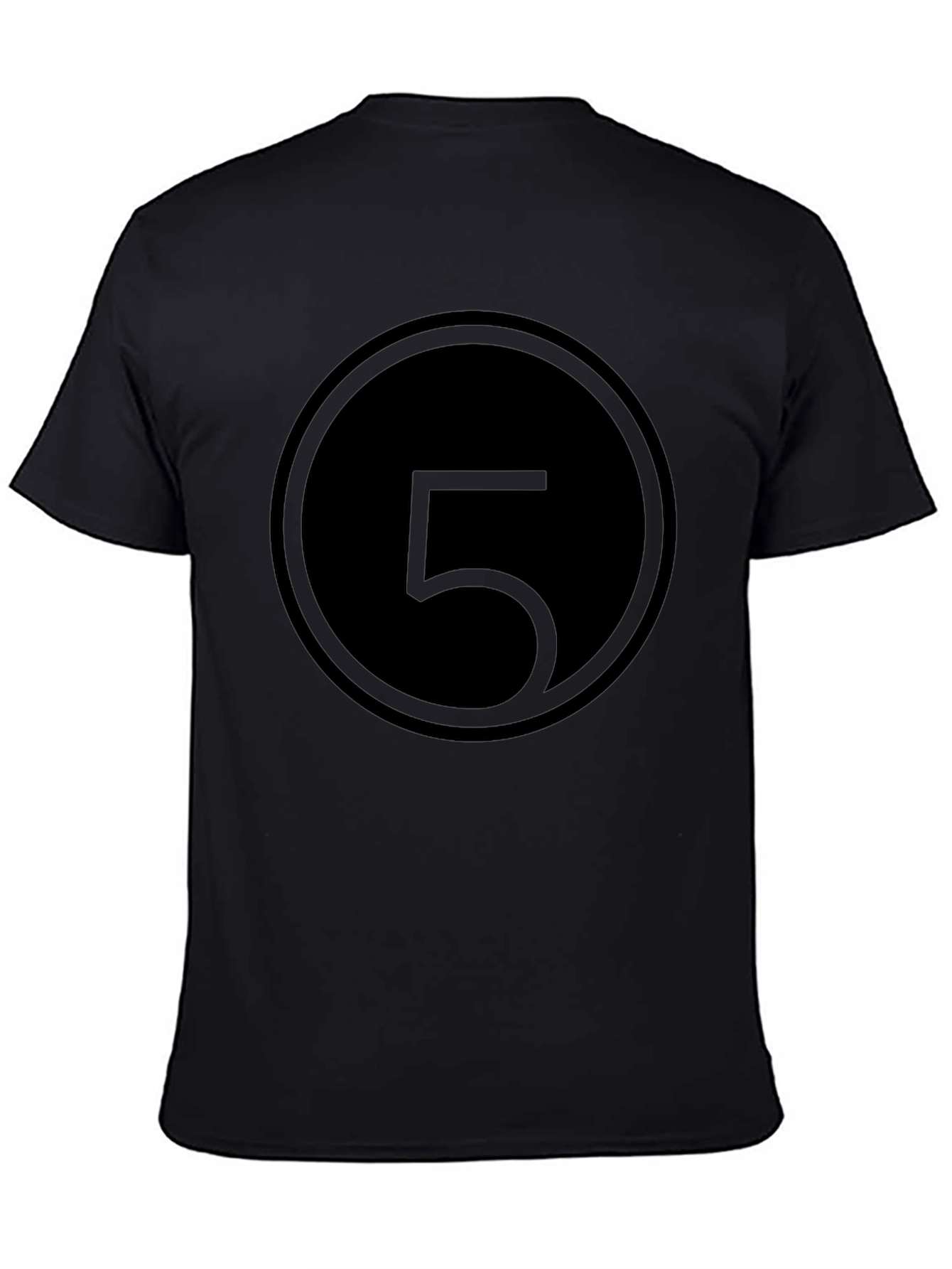 Minimalist Number 5 Graphic Black T-Shirt