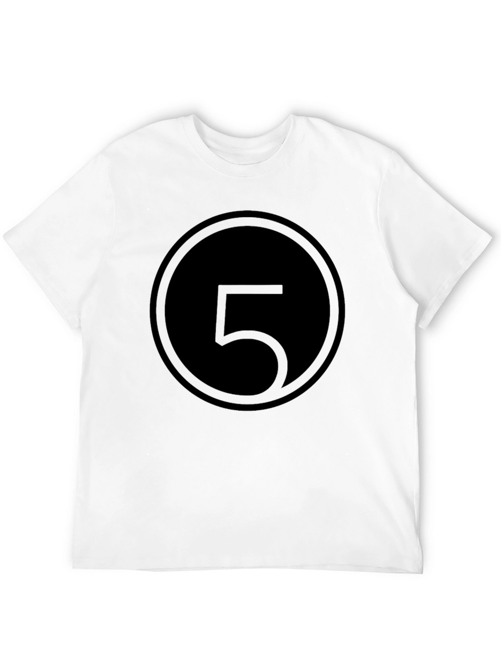 Minimalist Number 5 Graphic Black T-Shirt