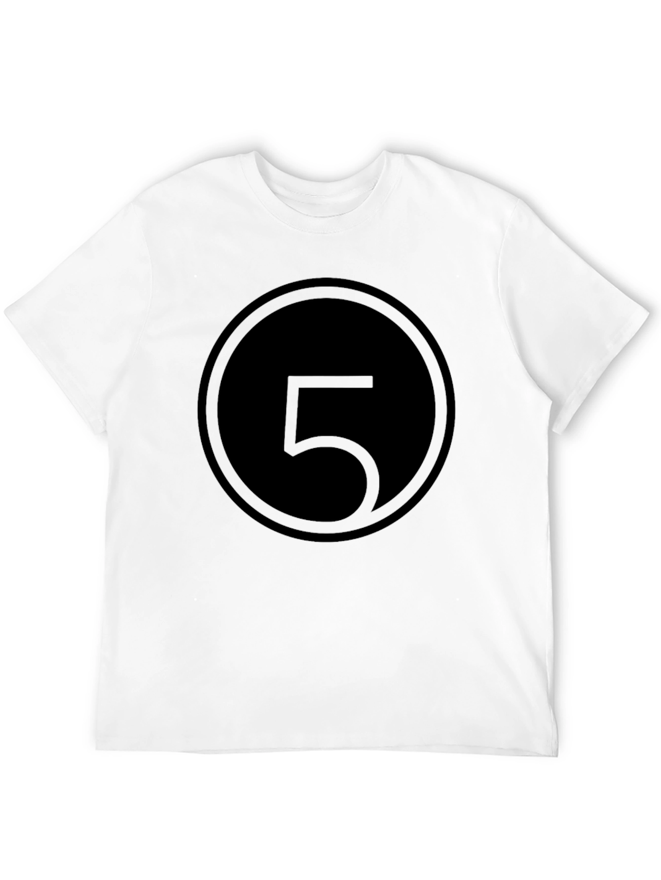 Minimalist Number 5 Graphic Black T-Shirt