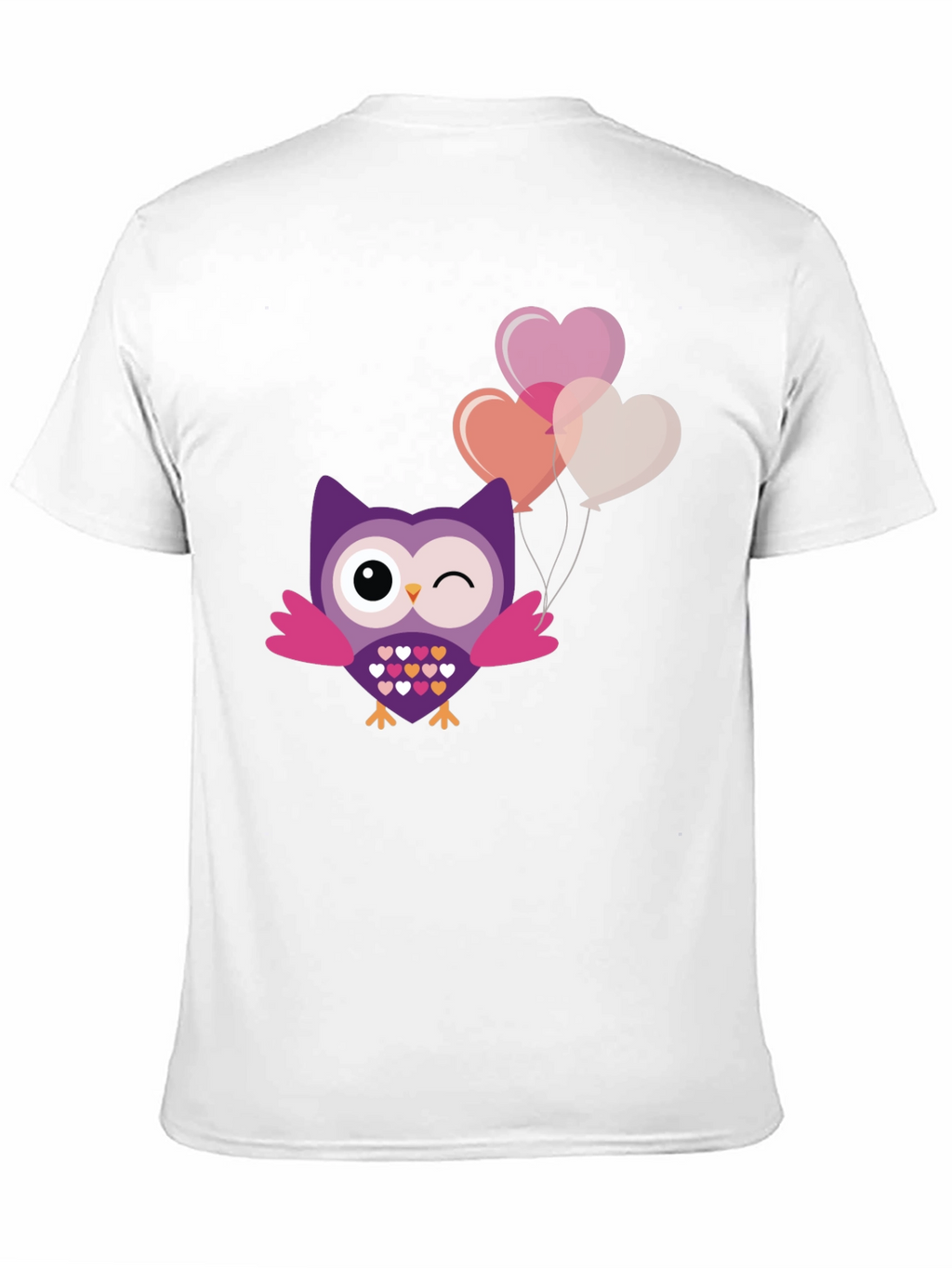 Cute Owl with Heart Balloons Graphic Tee