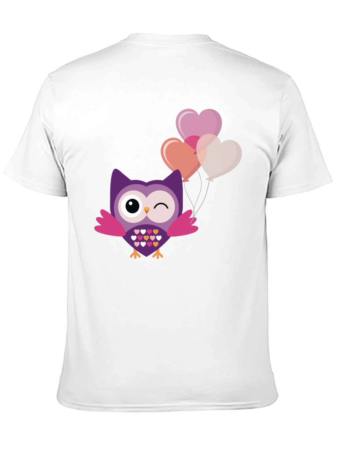 Cute Owl with Heart Balloons Graphic Tee