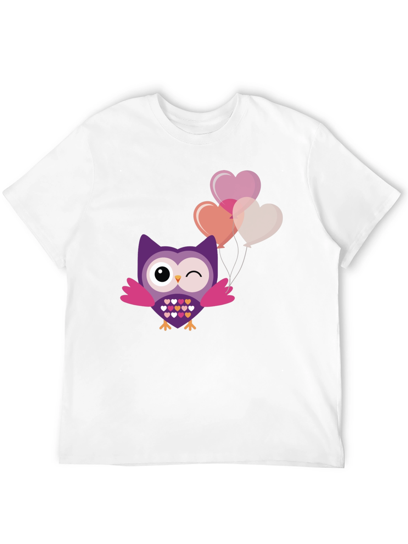 Cute Owl with Heart Balloons Graphic Tee