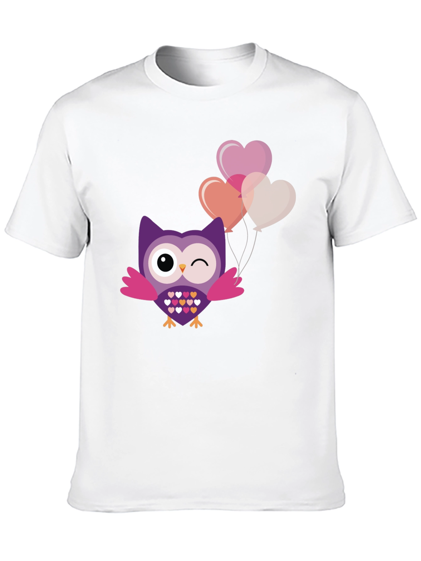Cute Owl with Heart Balloons Graphic Tee