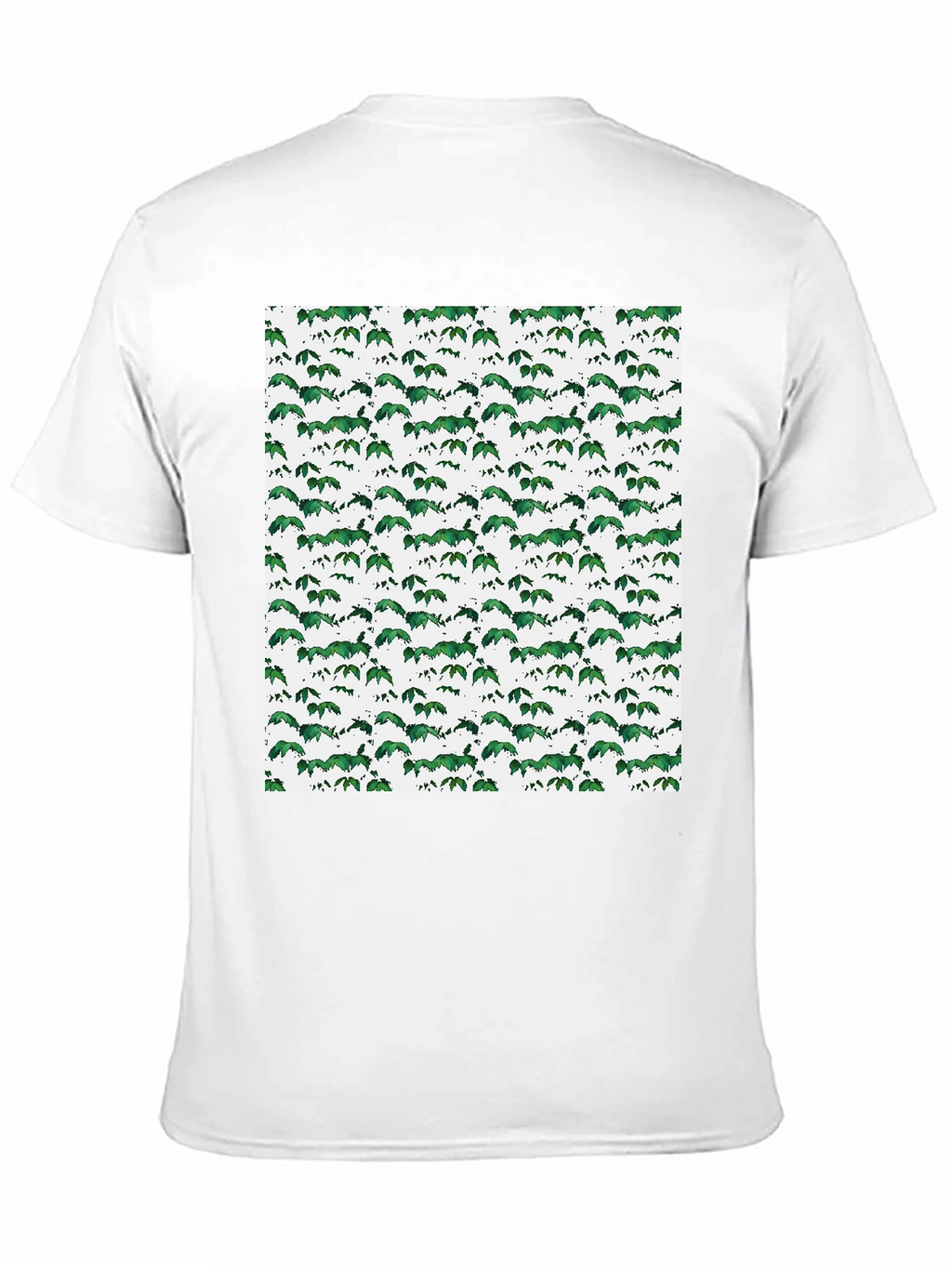Green Leaf Pattern Black T-Shirt