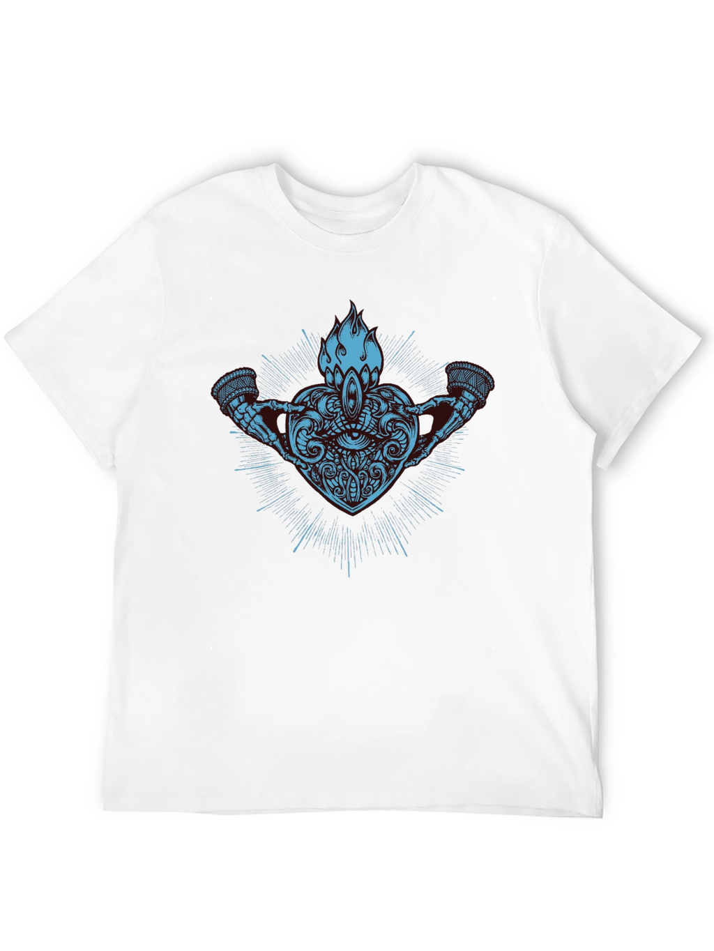 Abstract Heart & Flame Graphic Black T-Shirt