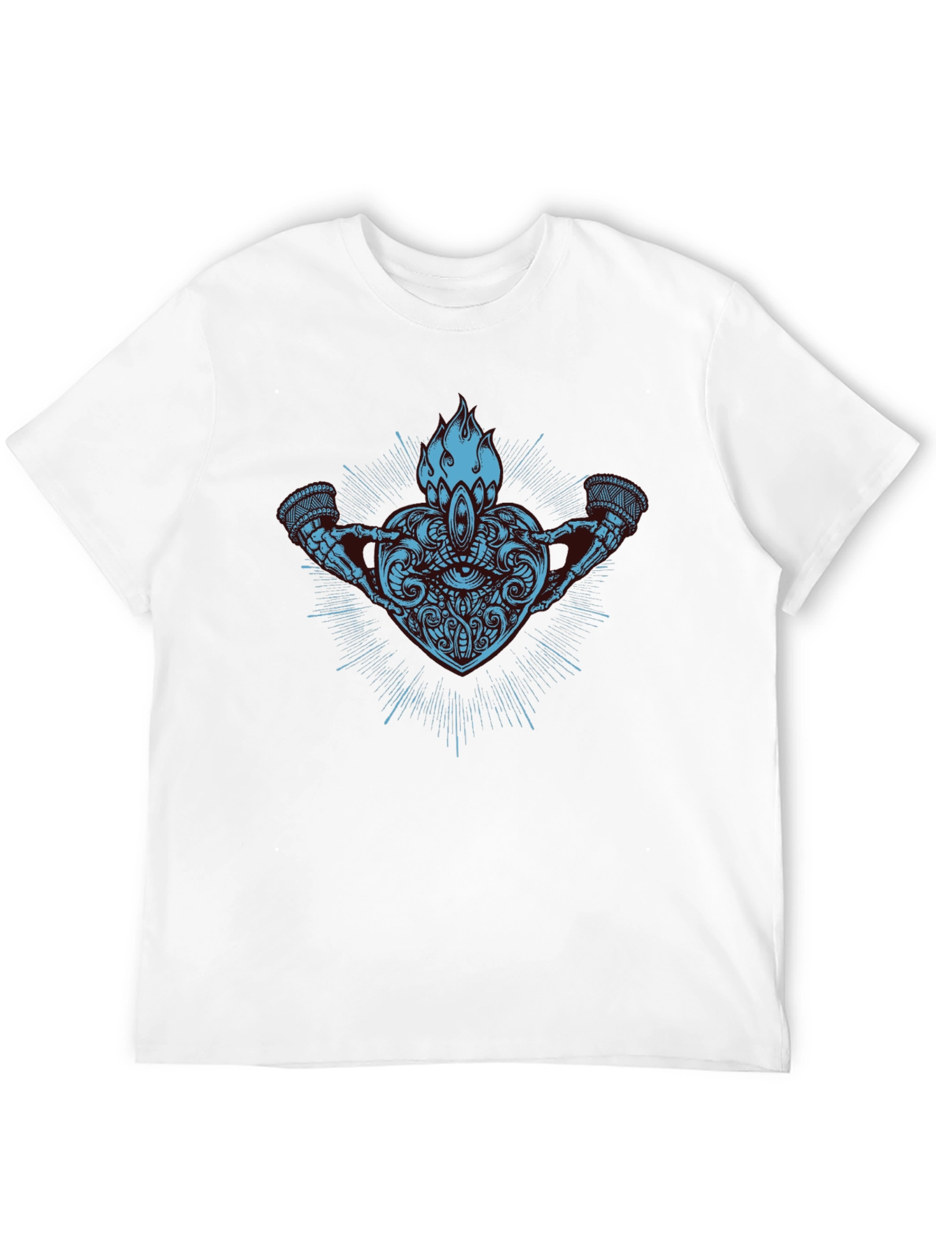 Abstract Heart & Flame Graphic Black T-Shirt