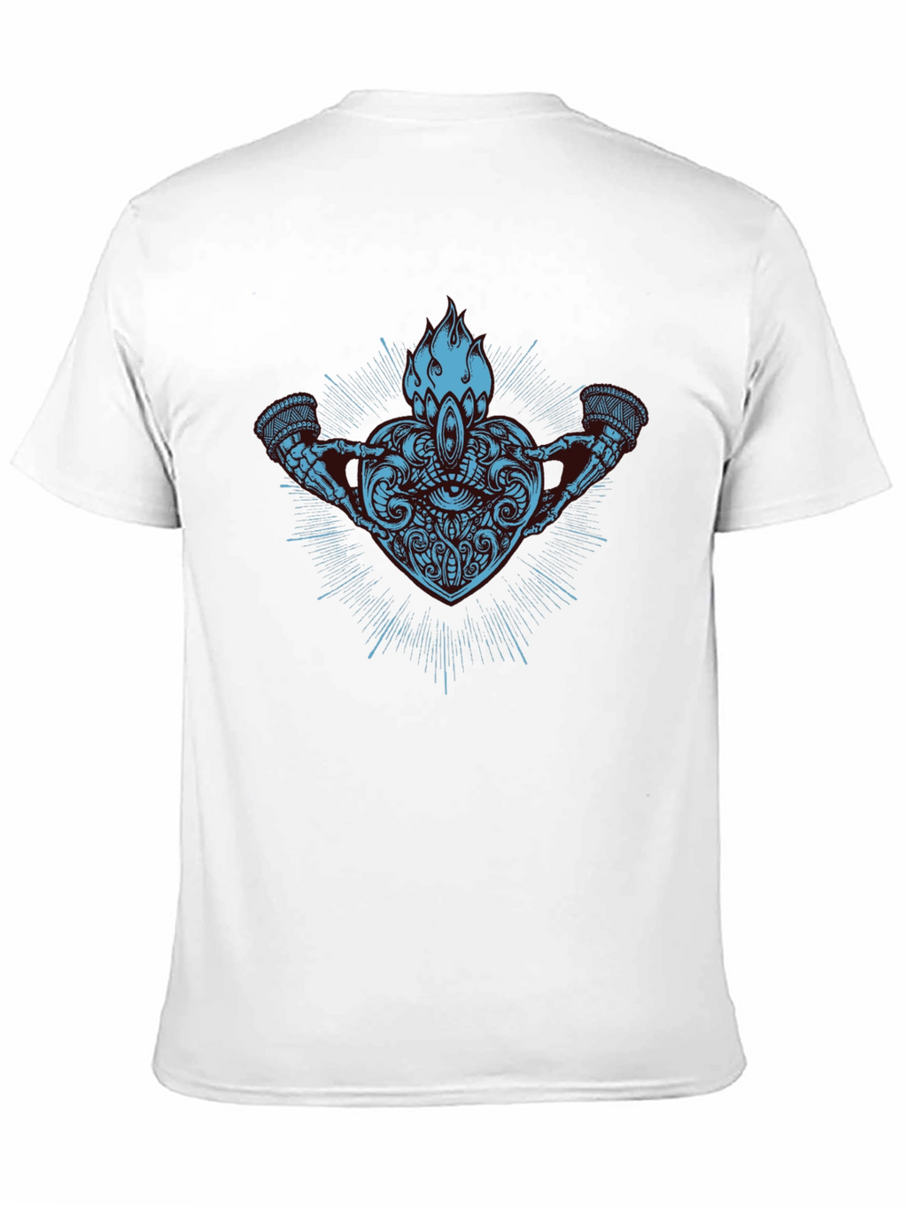 Abstract Heart & Flame Graphic Black T-Shirt