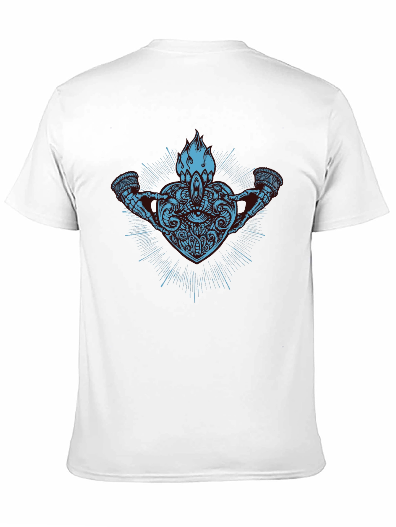 Abstract Heart & Flame Graphic Black T-Shirt