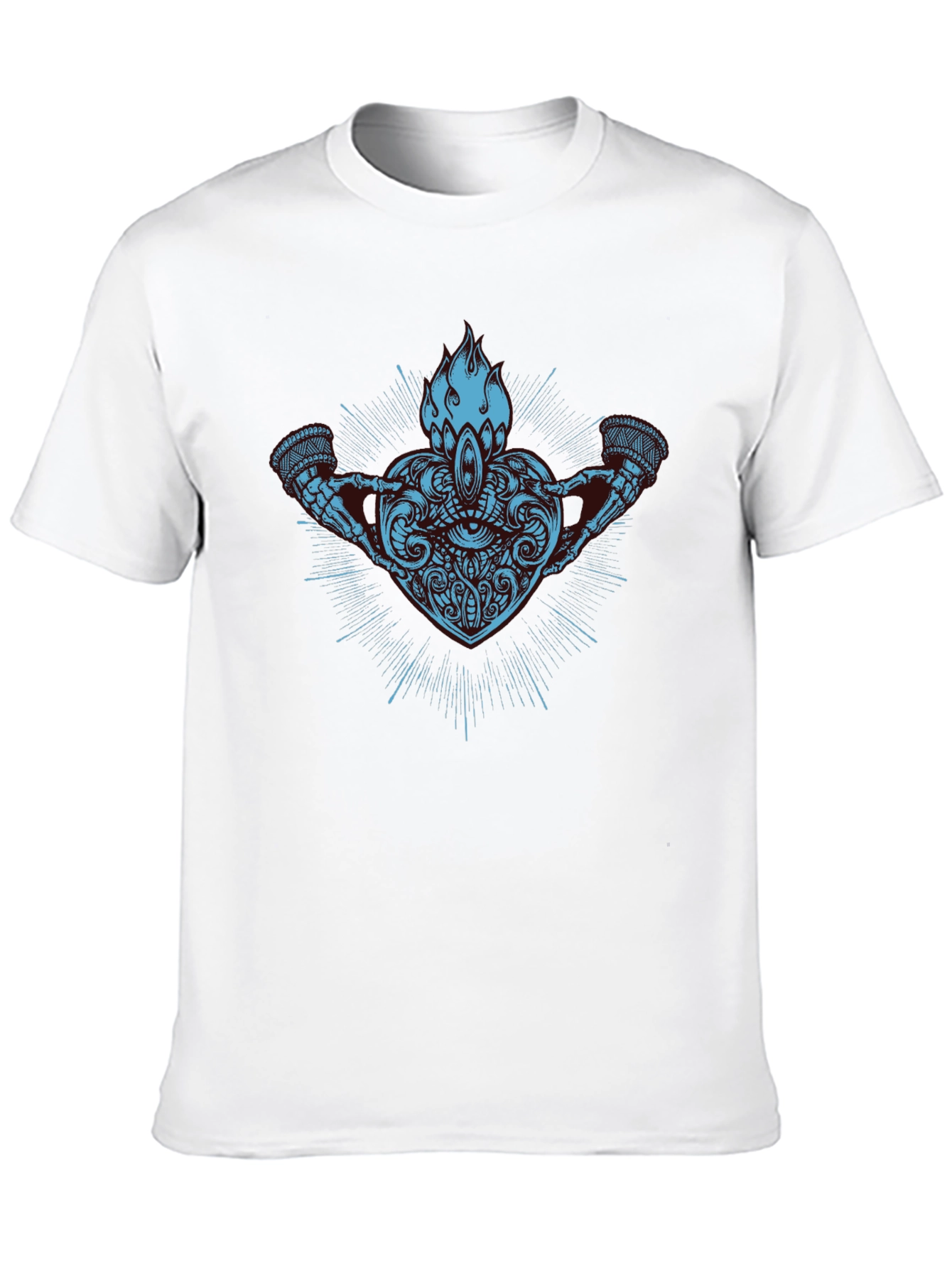 Abstract Heart & Flame Graphic Black T-Shirt