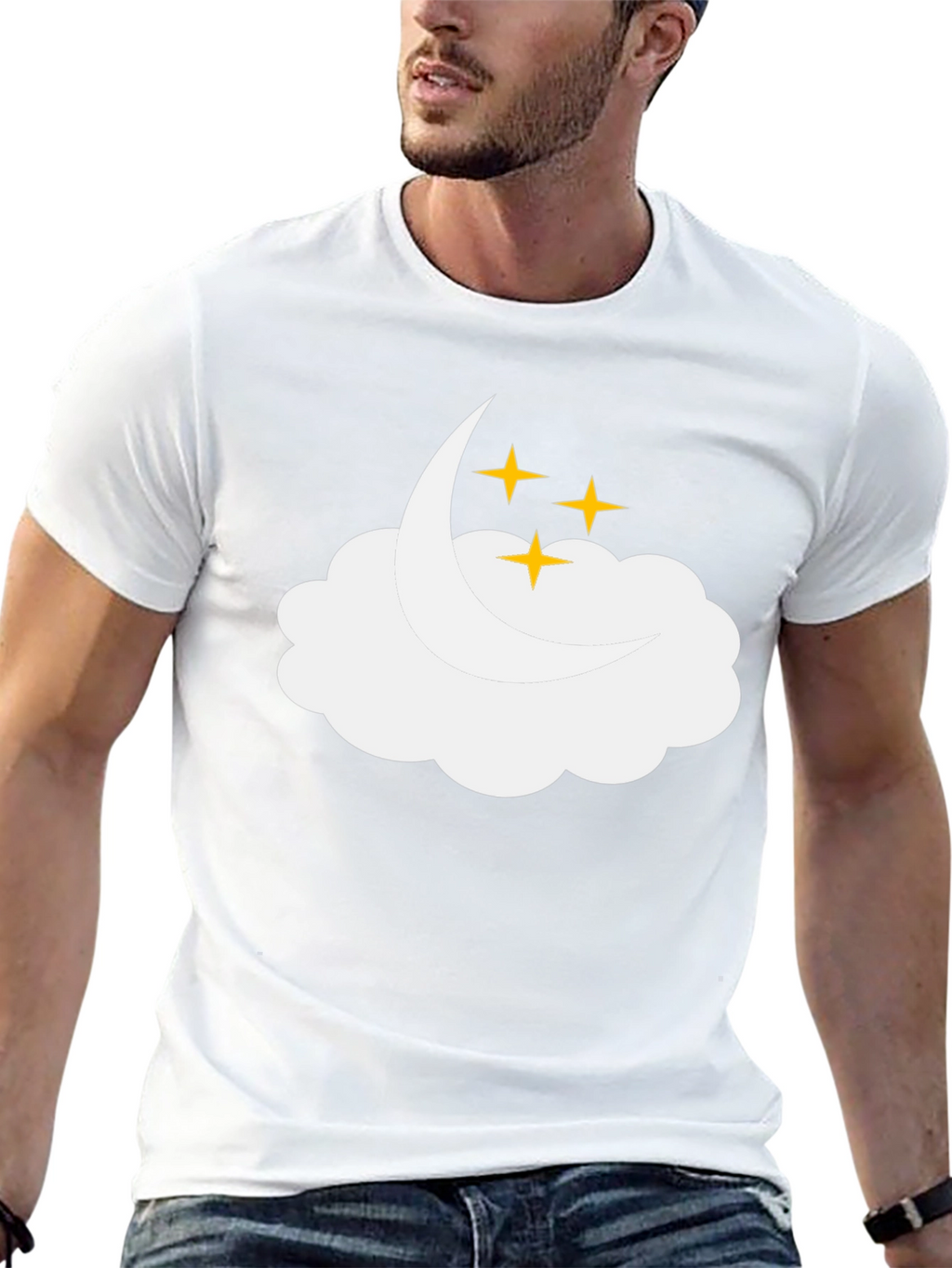 Dreamy Cloud & Stars Black T-Shirt