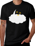 Dreamy Cloud & Stars Black T-Shirt