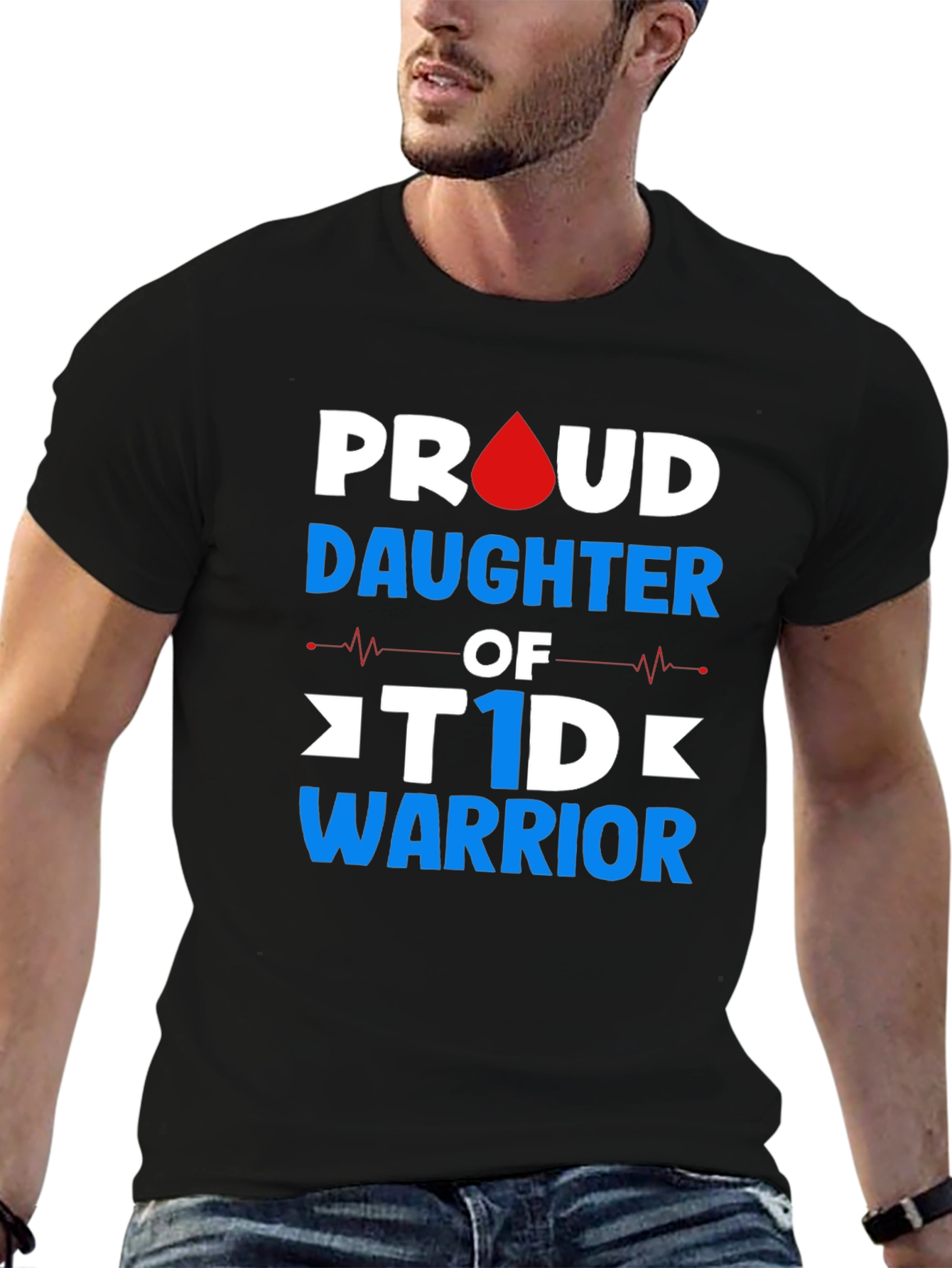 Proud Daughter of T1D Warrior Black T-Shirt