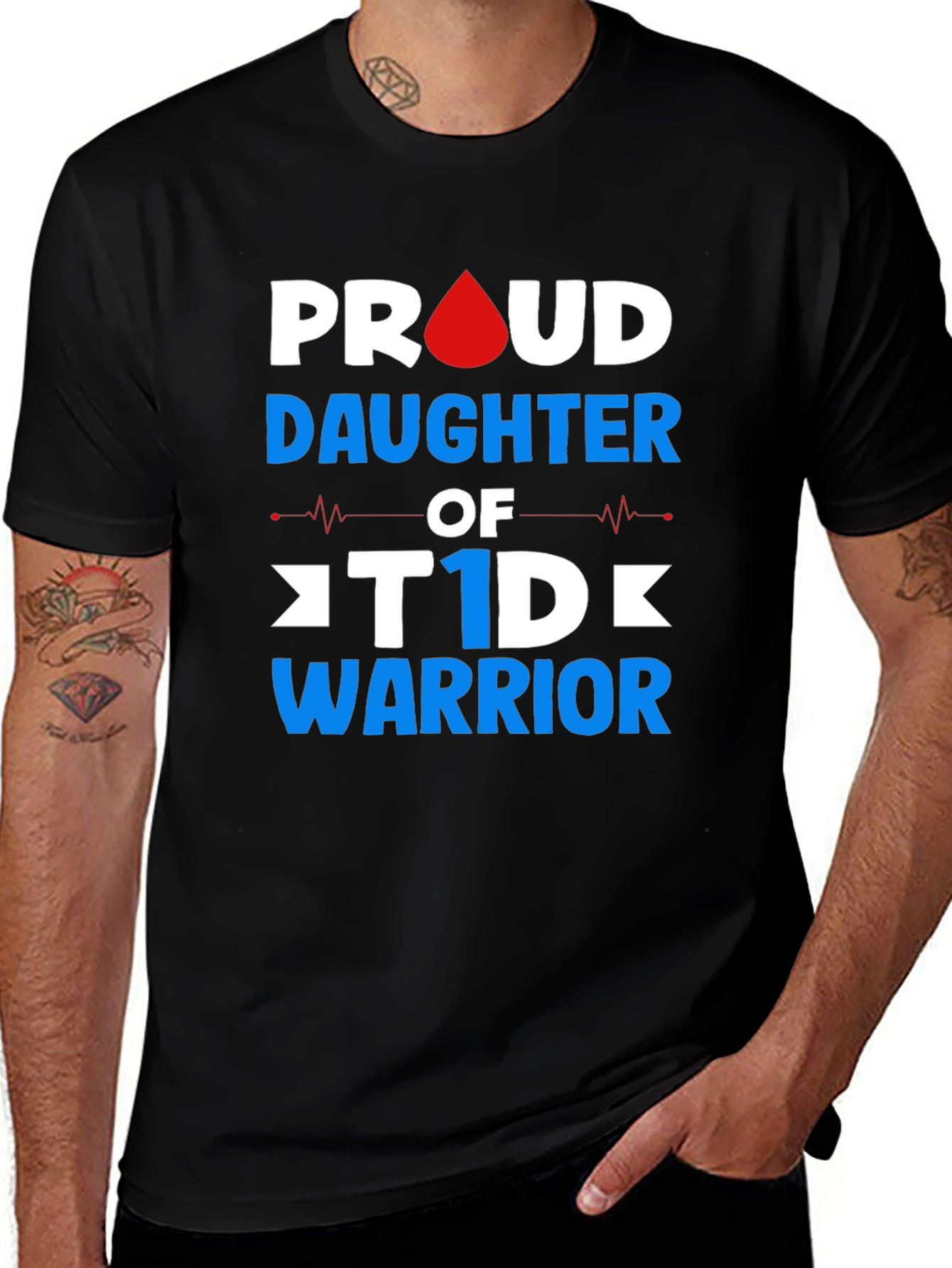 Proud Daughter of T1D Warrior Black T-Shirt