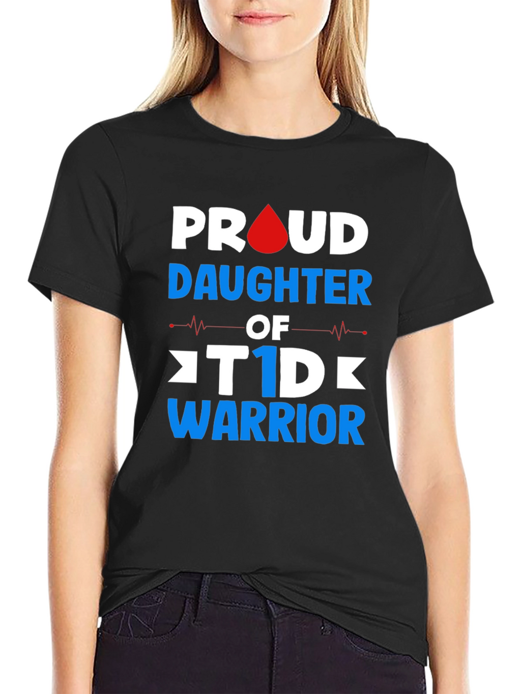 Proud Daughter of T1D Warrior Black T-Shirt