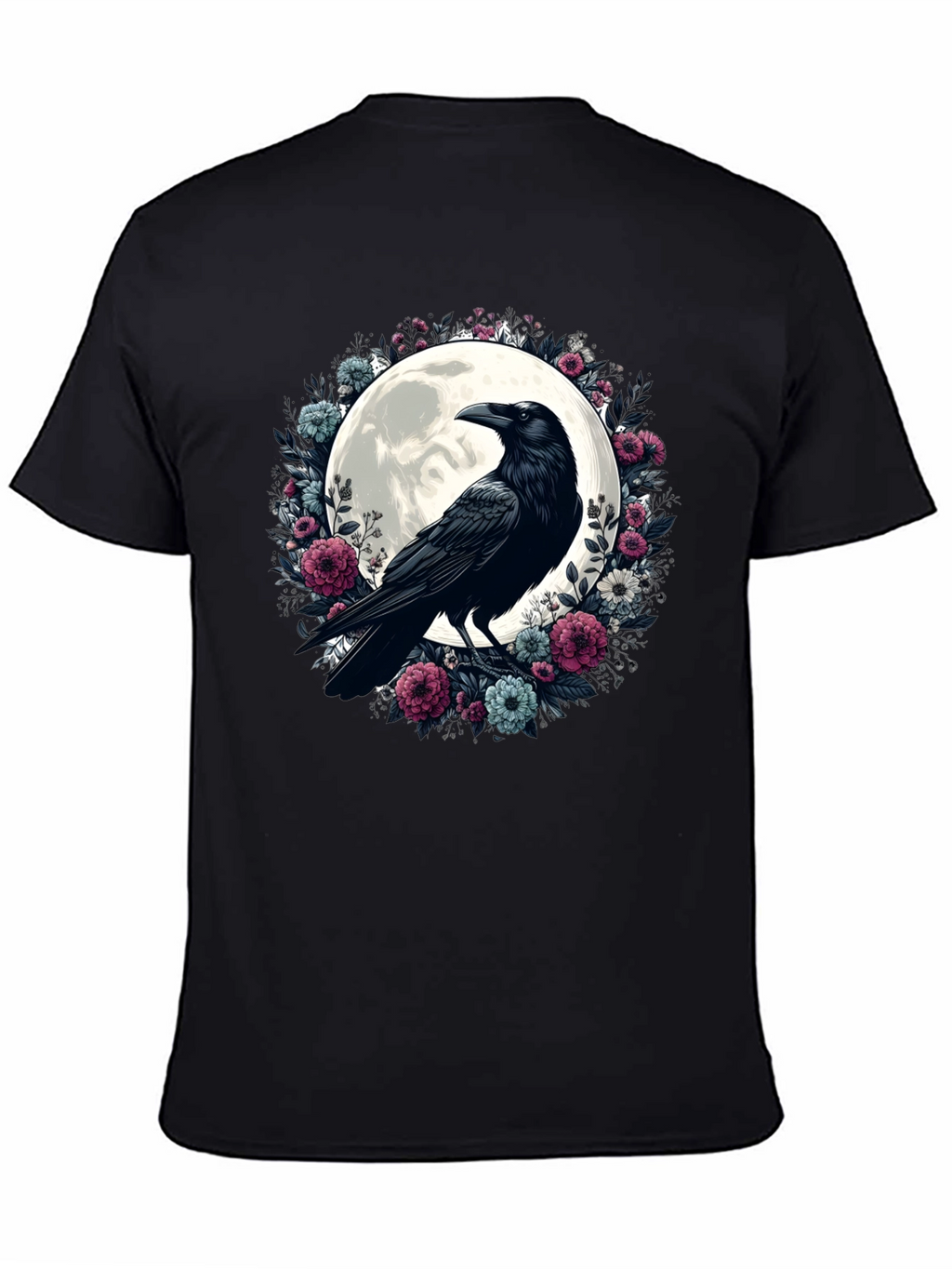 Raven Moon Floral Graphic T-Shirt