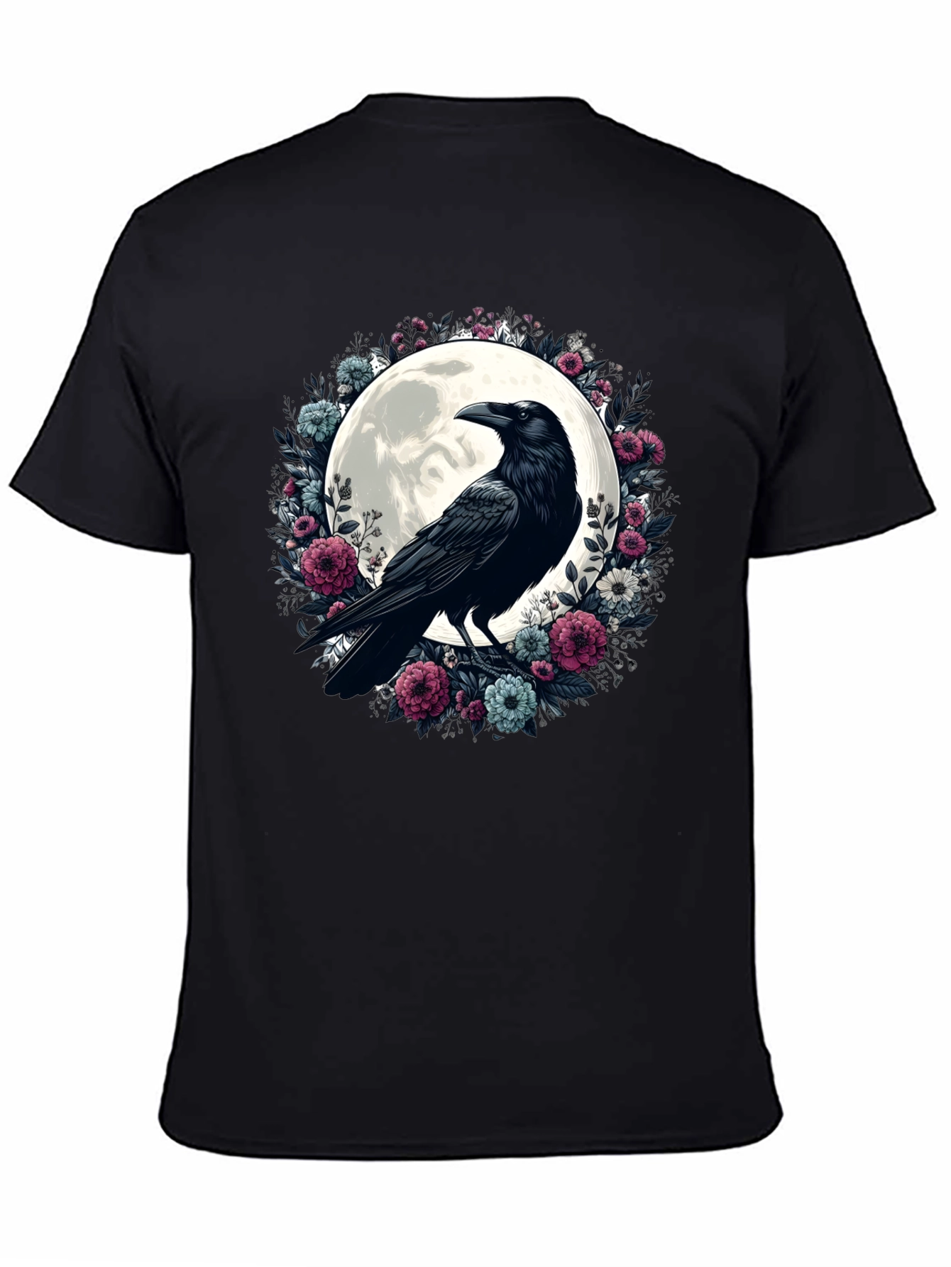 Raven Moon Floral Graphic T-Shirt