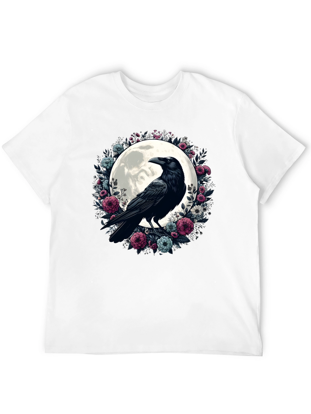 Raven Moon Floral Graphic T-Shirt