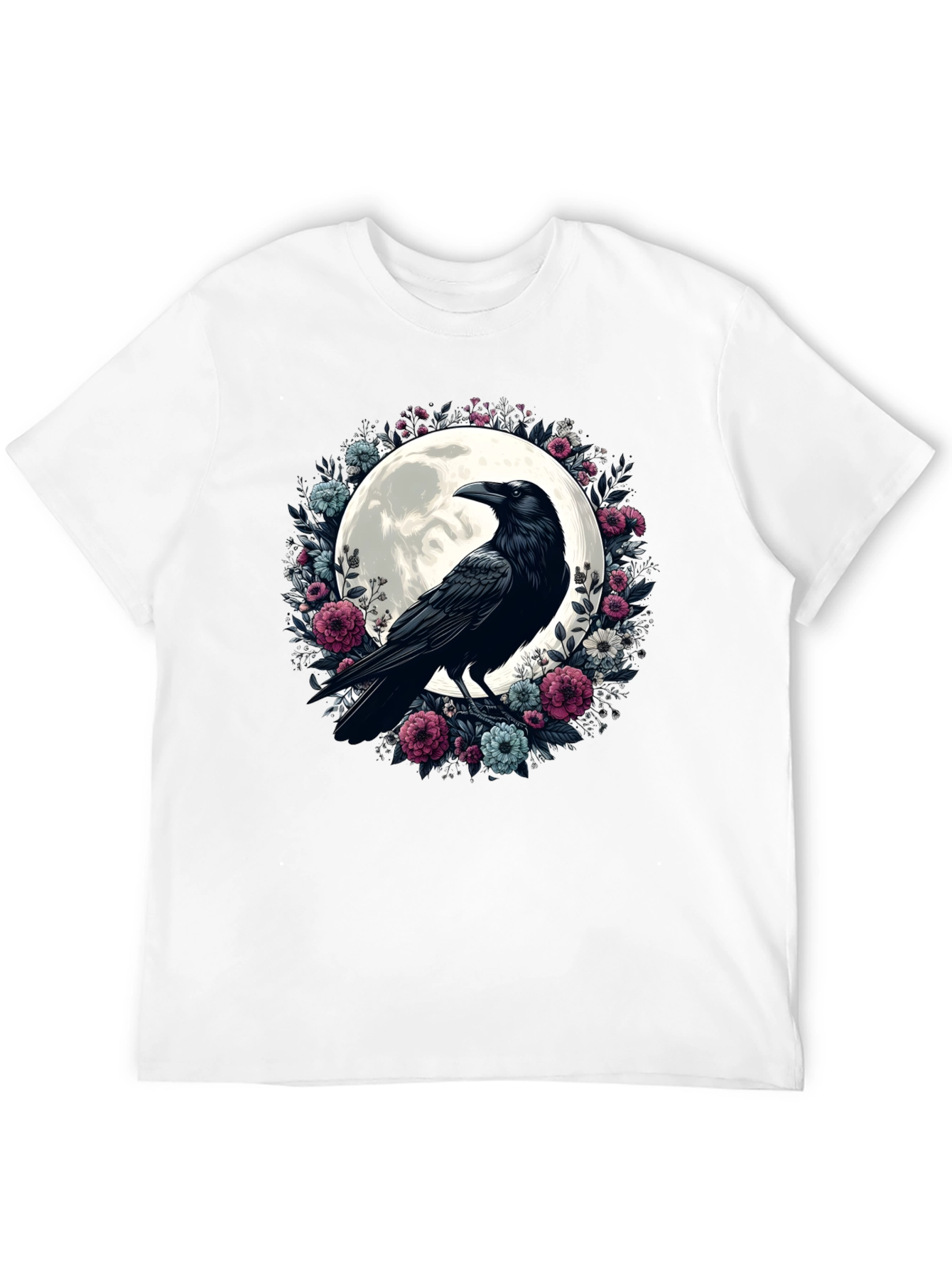 Raven Moon Floral Graphic T-Shirt