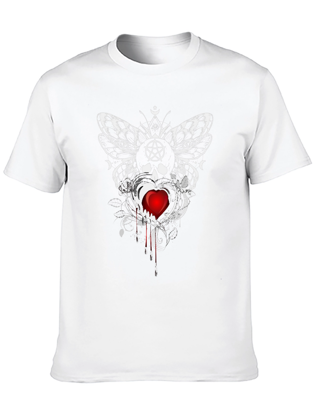 Gothic Butterfly Skull Heart Tee