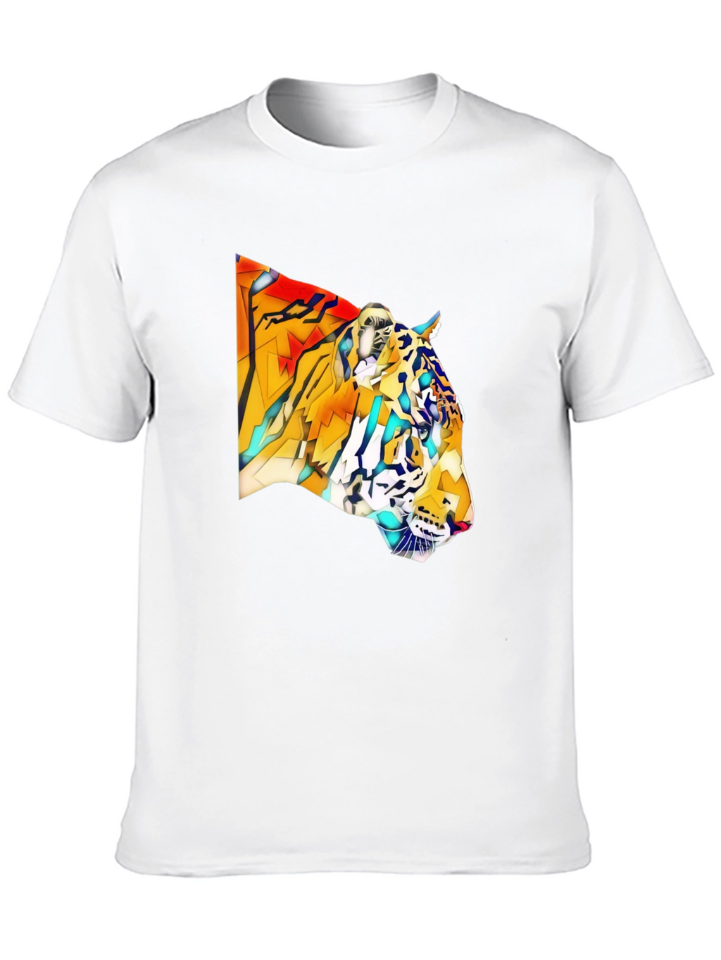 Geometric Tiger Graphic Black T-Shirt
