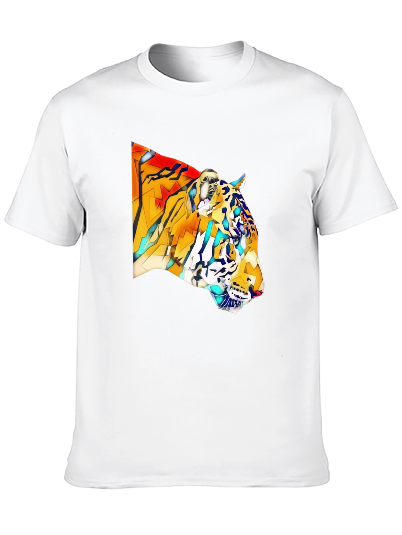 Geometric Tiger Graphic Black T-Shirt
