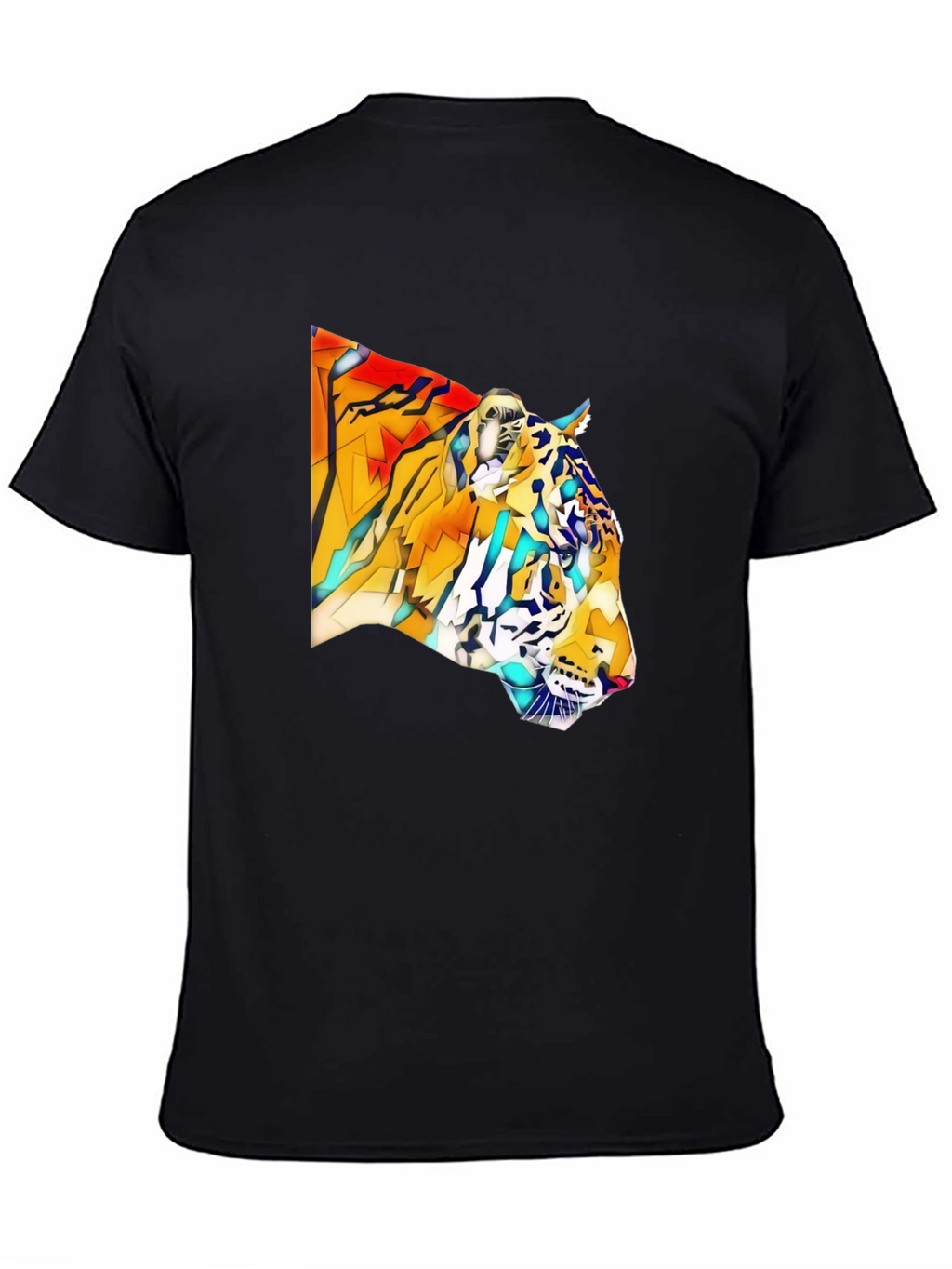 Geometric Tiger Graphic Black T-Shirt