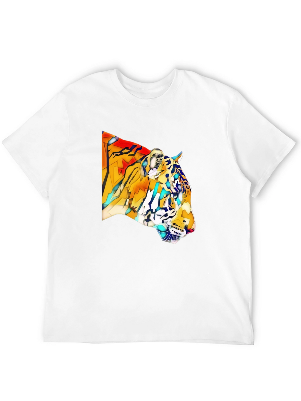 Geometric Tiger Graphic Black T-Shirt
