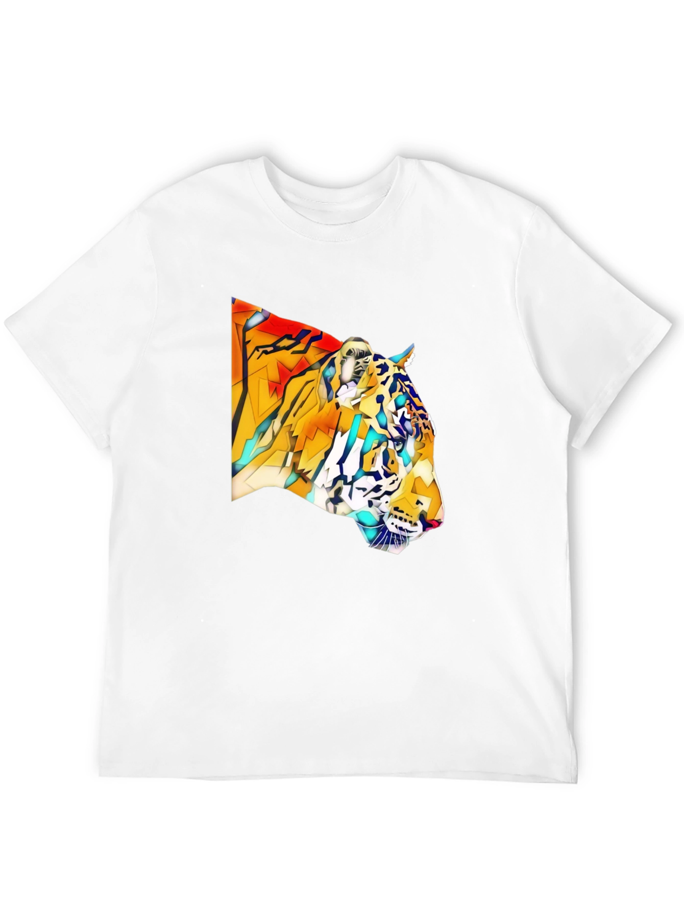 Geometric Tiger Graphic Black T-Shirt
