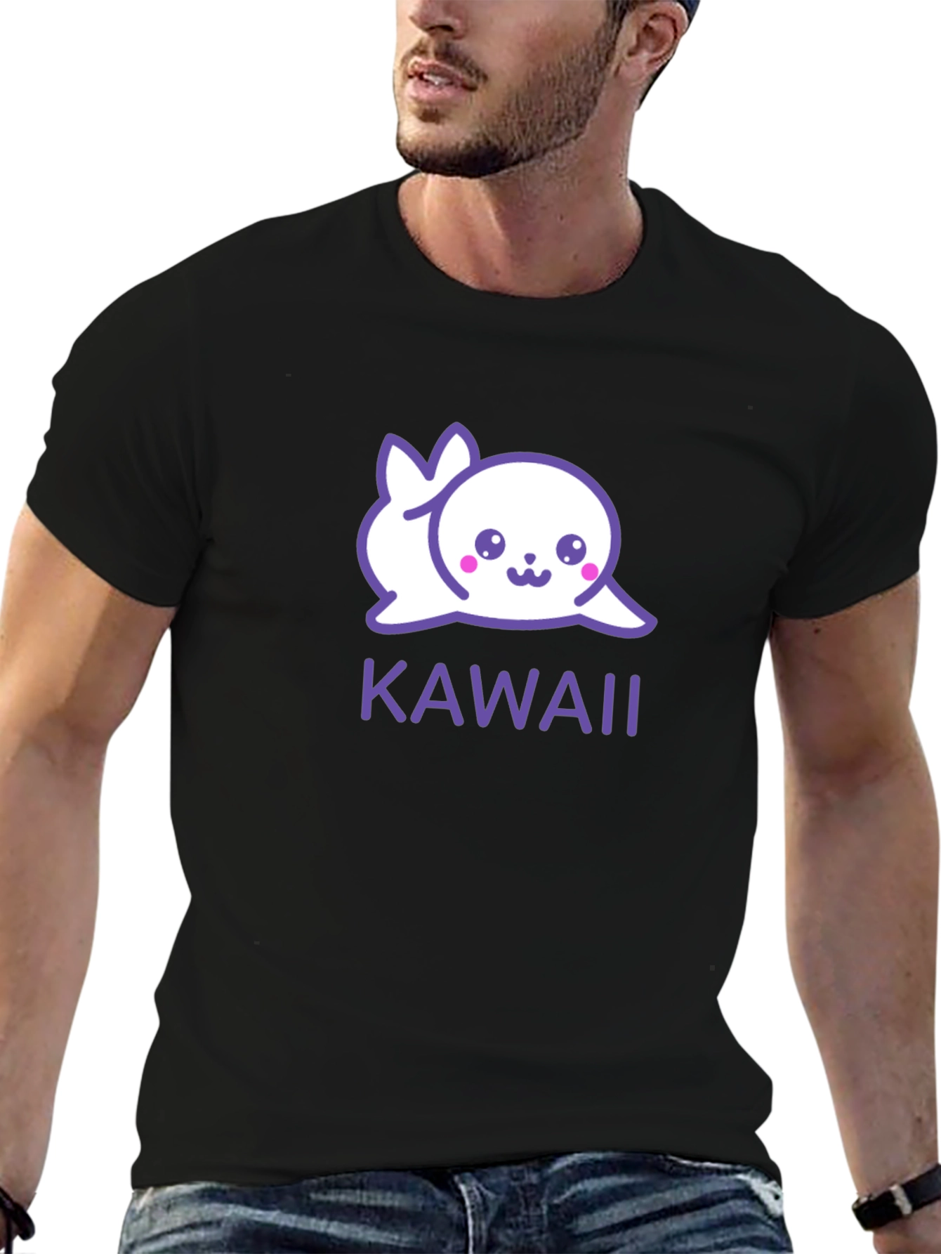 Kawaii Seal Graphic Black T-Shirt - Cute & Stylish