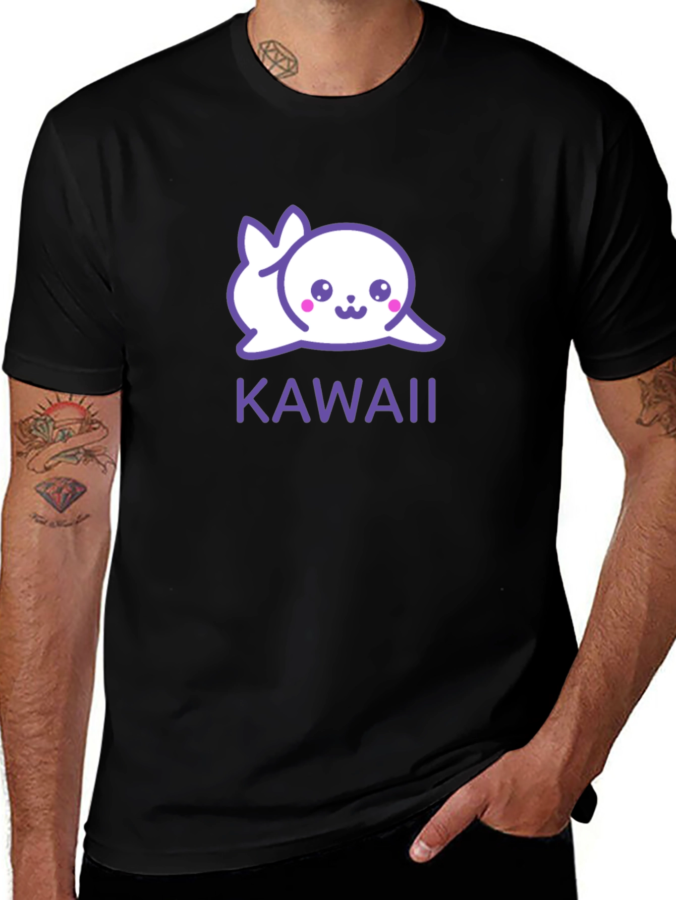 Kawaii Seal Graphic Black T-Shirt - Cute & Stylish