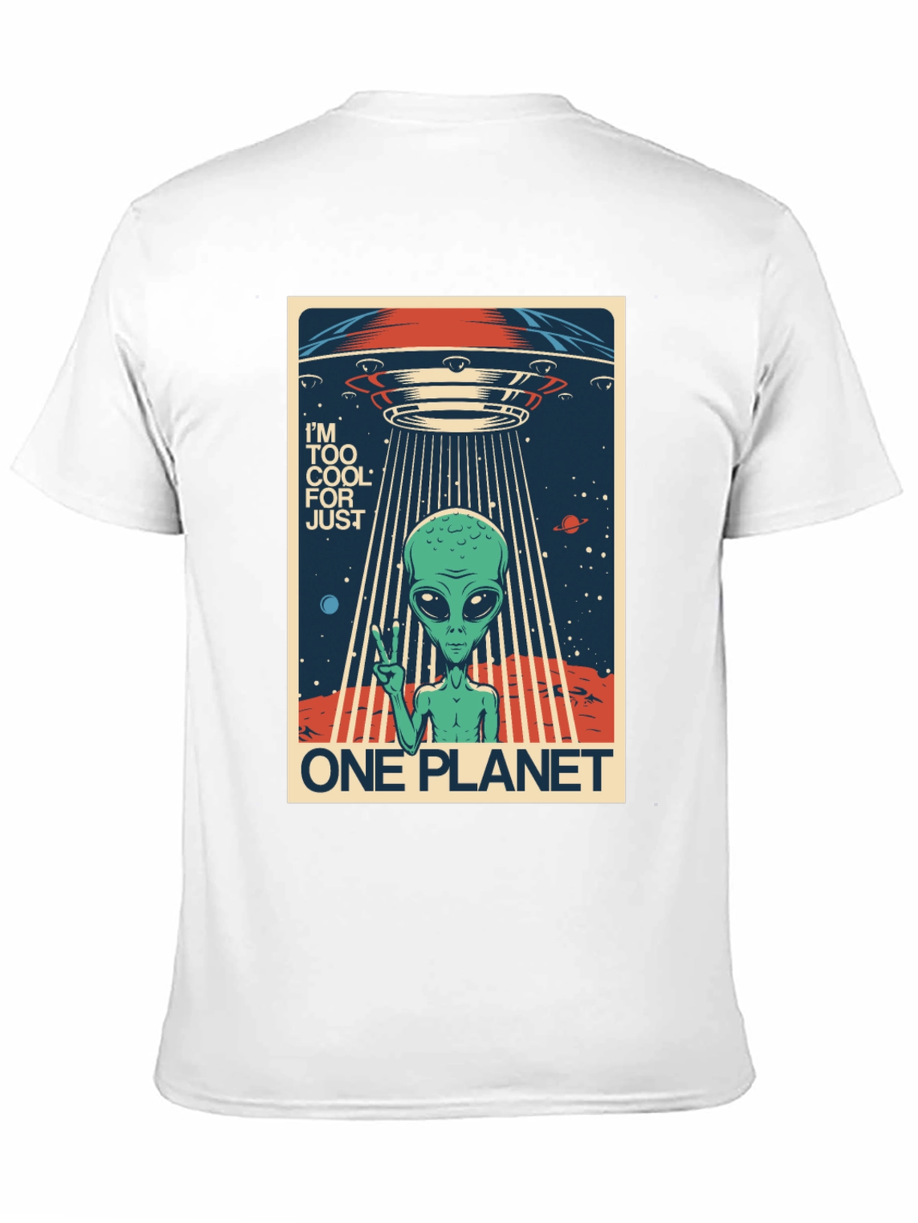 Cool Alien UFO Graphic Tee - One Planet T-Shirt