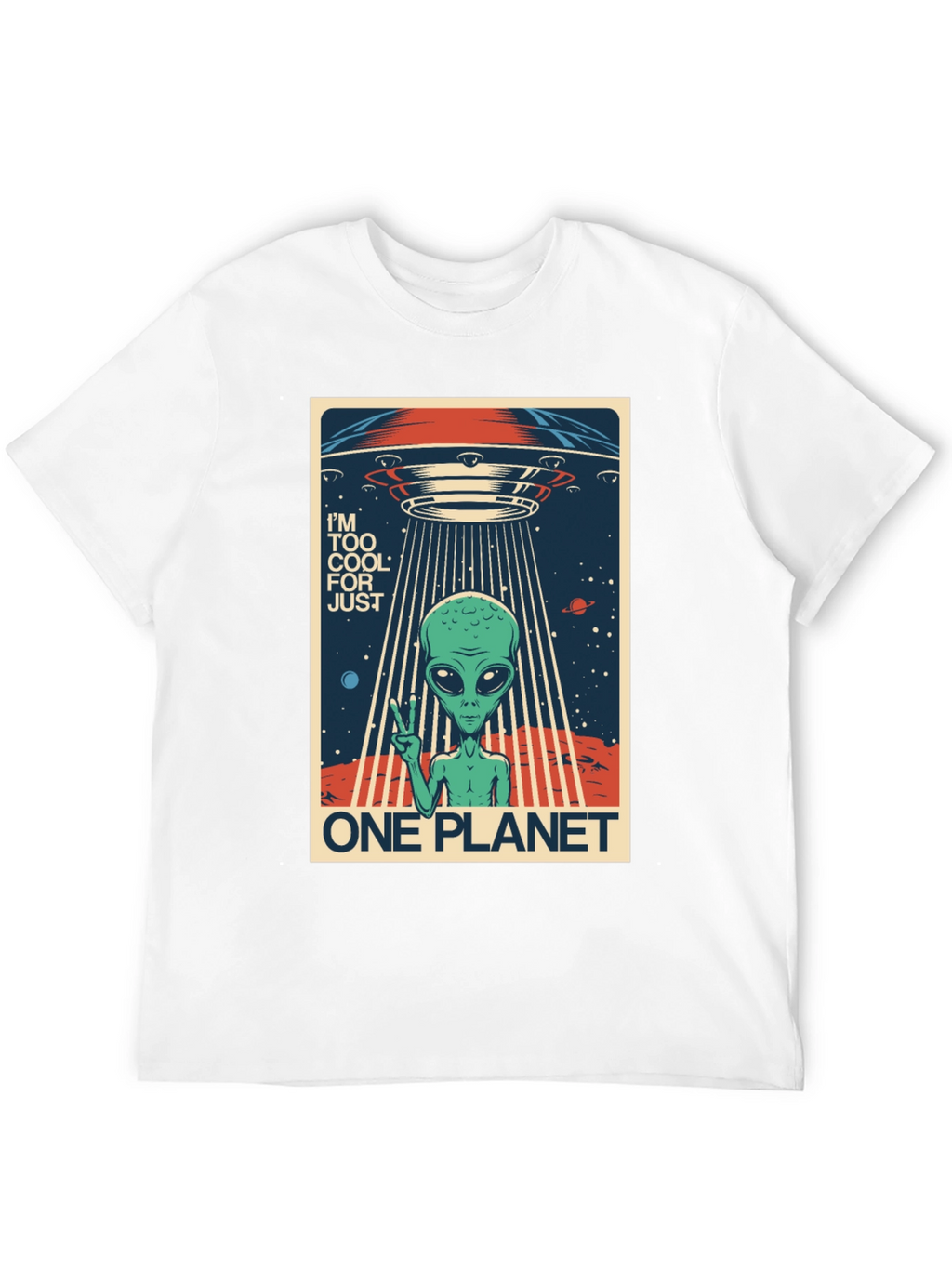 Cool Alien UFO Graphic Tee - One Planet T-Shirt