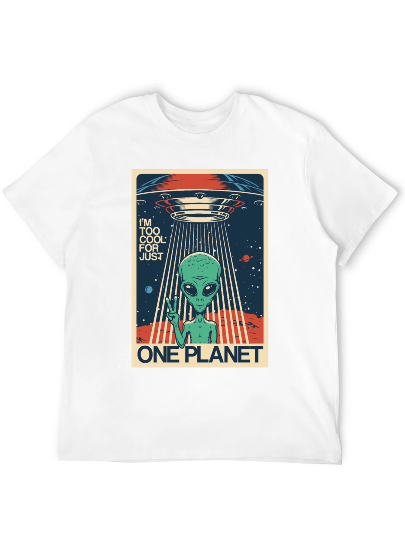 Cool Alien UFO Graphic Tee - One Planet T-Shirt