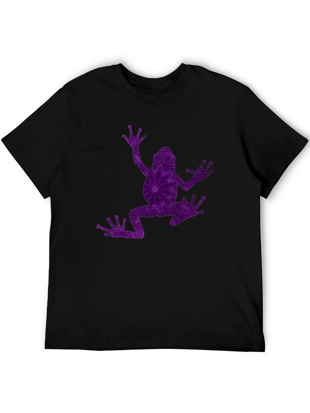 Frog Mandala Graphic Tee - Black Cotton Blend Shirt
