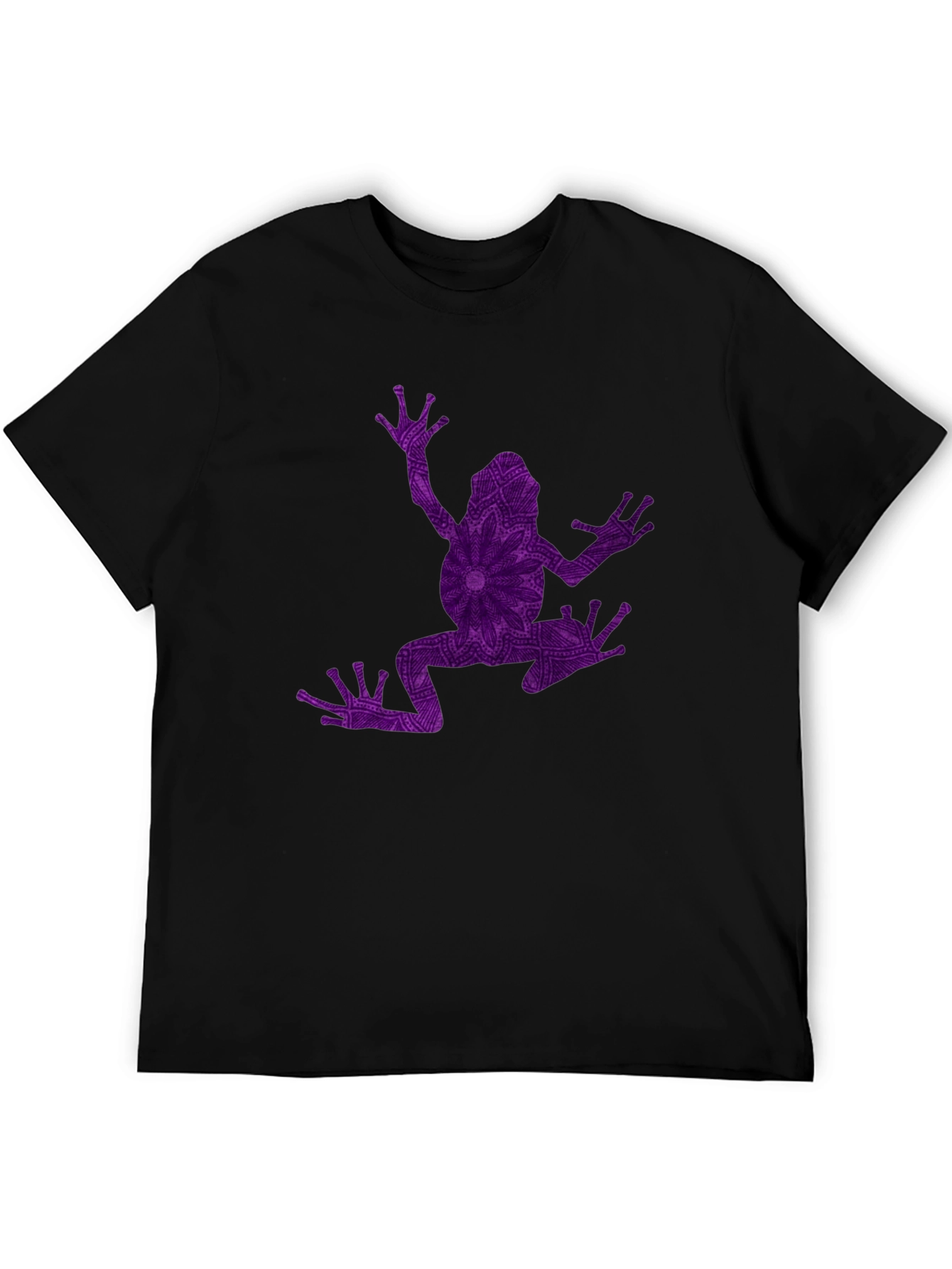 Frog Mandala Graphic Tee - Black Cotton Blend Shirt