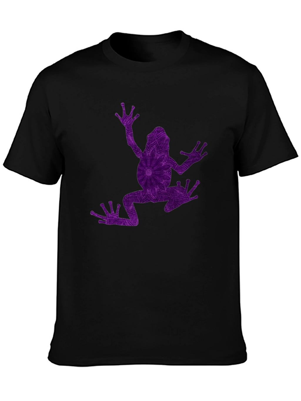 Frog Mandala Graphic Tee - Black Cotton Blend Shirt