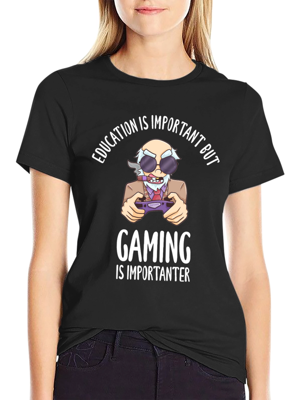Education Vs Gaming Graphic T-Shirt
