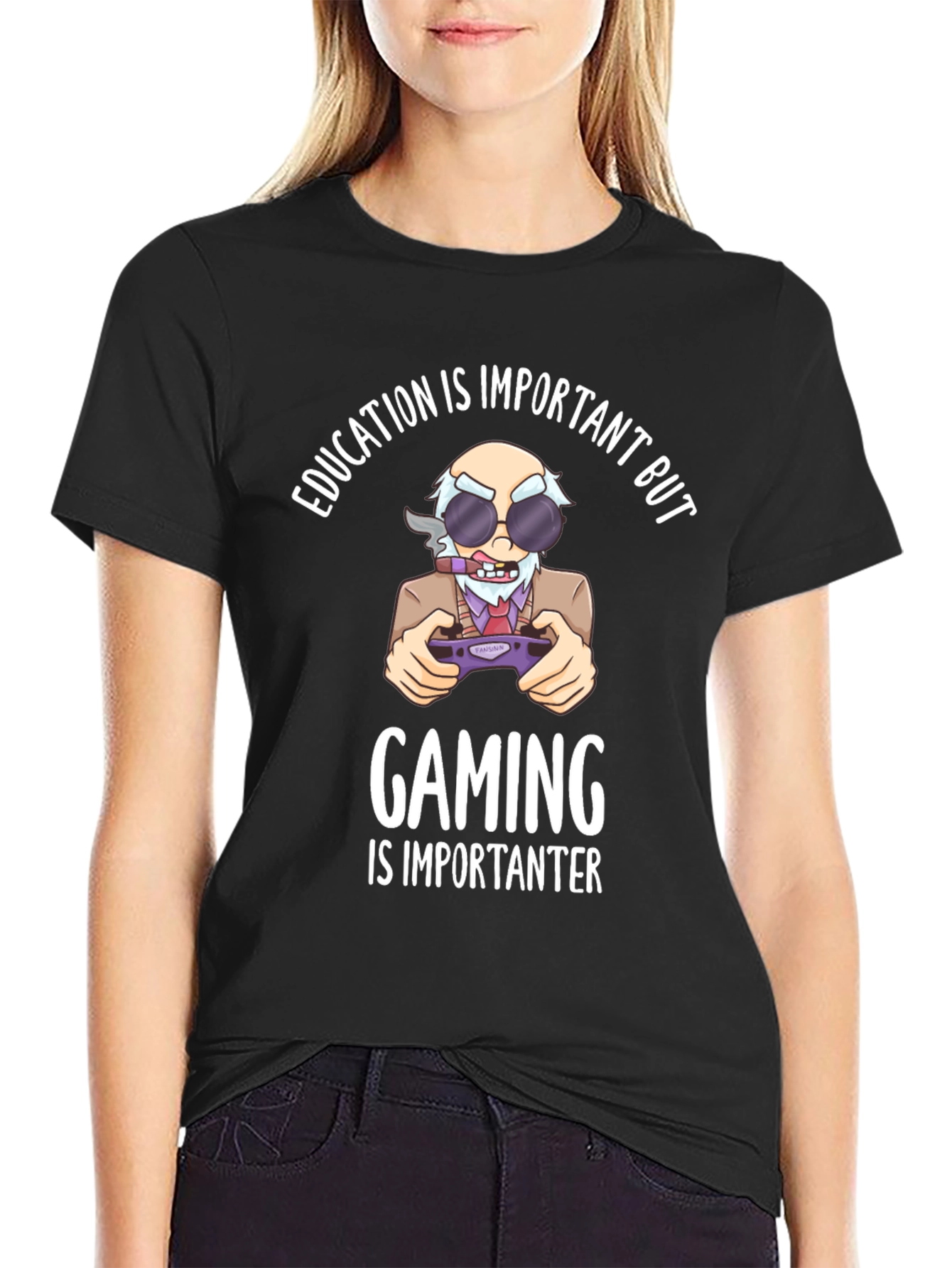 Education Vs Gaming Graphic T-Shirt