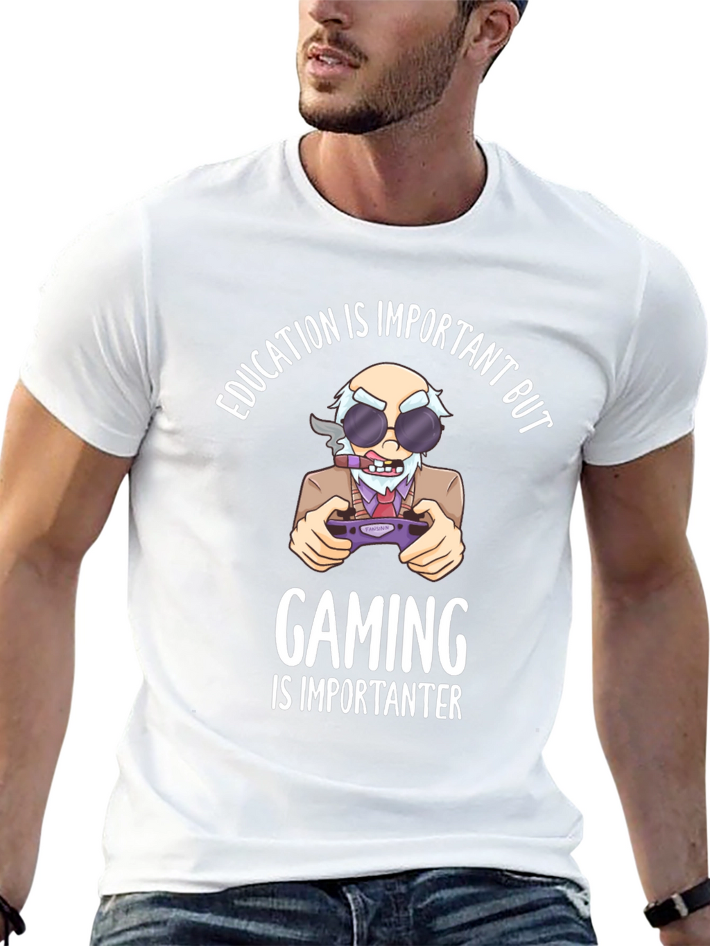 Education Vs Gaming Graphic T-Shirt