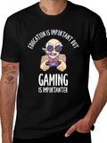 Education Vs Gaming Graphic T-Shirt