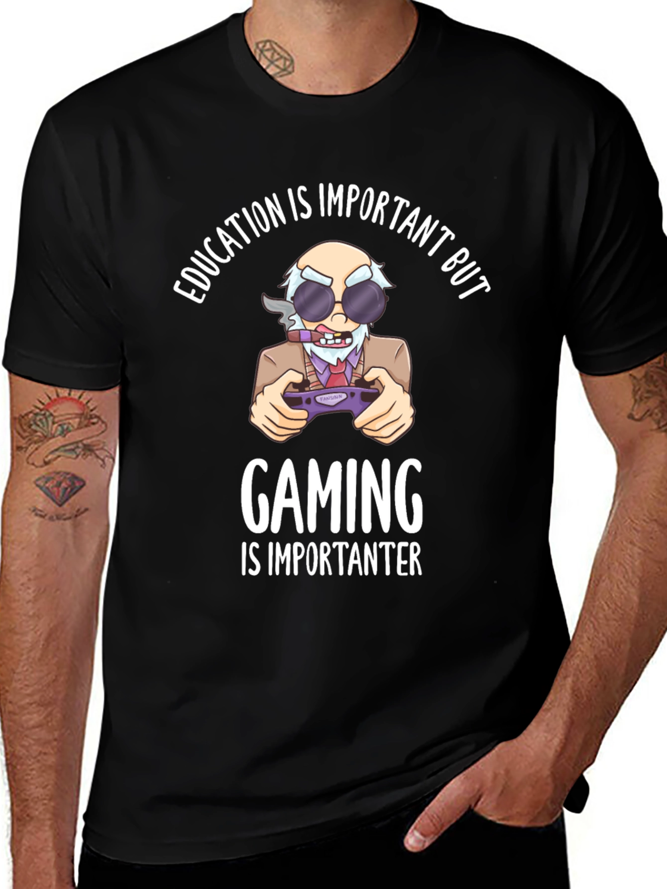 Education Vs Gaming Graphic T-Shirt