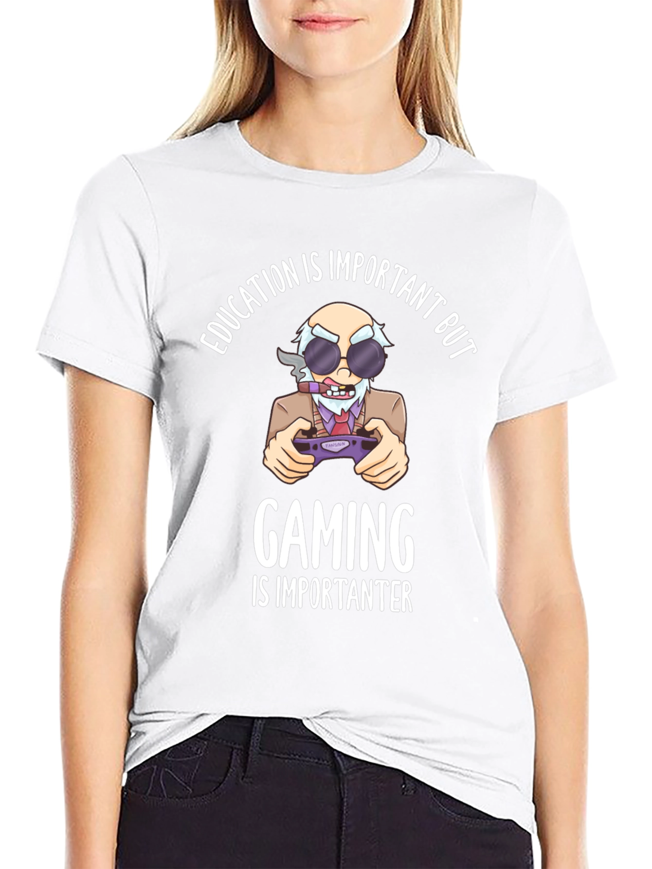 Education Vs Gaming Graphic T-Shirt